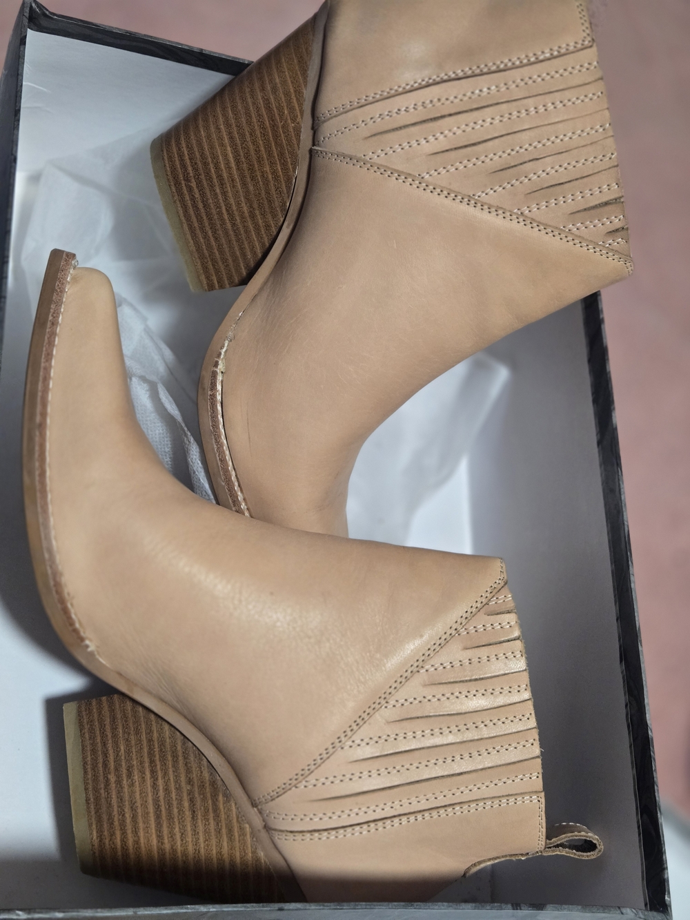 Jeffrey Campbell Beige Ankle Booties with Stacked Heel
